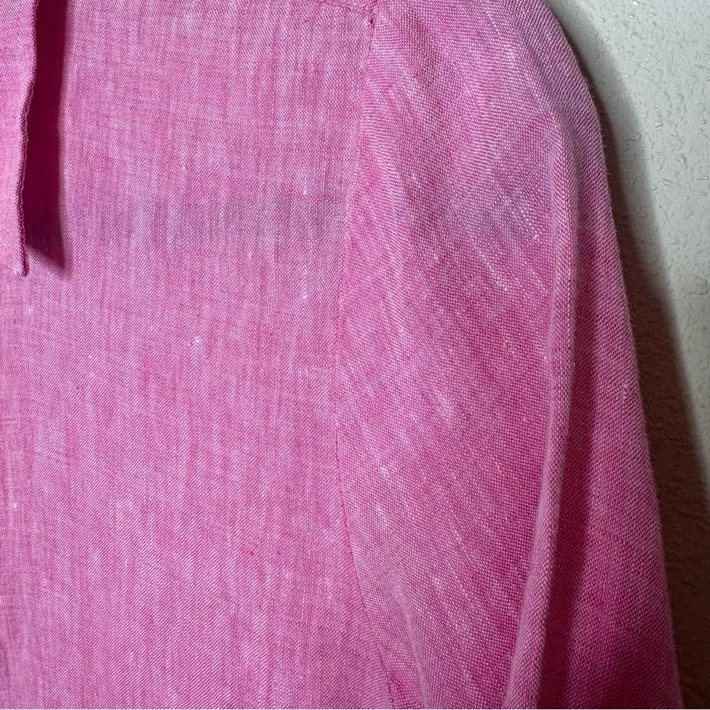 Lands' End Pink Button-Down Linen Shirt Size 8 - Picture 3 of 7